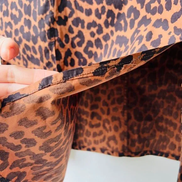 Ganni Sustain Leopard puff sleeves midi dress, Brown Leopard, Size 34 - Picture 6 of 13